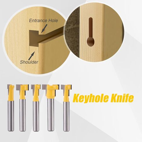 5pcs bit keyhole bit ، b بت أجهزة التوجيه s set 1/4 بوصة ساق مع قطر الشفرة 5/16 3/8 7/16 1/2 5/8 بوصة T Cutter Track Cutter لضرب الخشب. in Kuwait