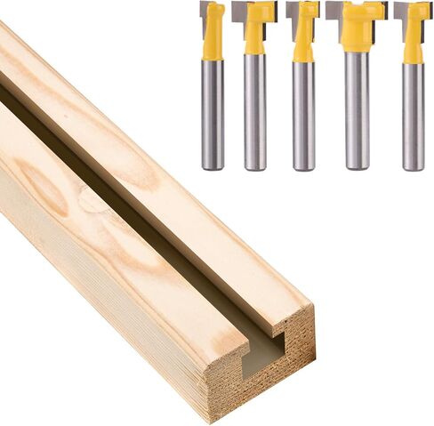 5pcs bit keyhole bit ، b بت أجهزة التوجيه s set 1/4 بوصة ساق مع قطر الشفرة 5/16 3/8 7/16 1/2 5/8 بوصة T Cutter Track Cutter لضرب الخشب. in Kuwait