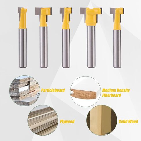 5pcs bit keyhole bit ، b بت أجهزة التوجيه s set 1/4 بوصة ساق مع قطر الشفرة 5/16 3/8 7/16 1/2 5/8 بوصة T Cutter Track Cutter لضرب الخشب. in Kuwait