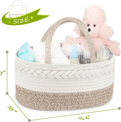 Maliton Diaper Caddy Organizer for Baby, Cotton Rope Baby Gift Basket, Portable Diaper Organizer for changing table, Nursery Storage Organizer, Shower Gifts for Newborn,baby essentials | 100% Cotton Rope Baby Caddy, Soft Yet Structured, Nursery, Car & Cam in Saudi Arabia