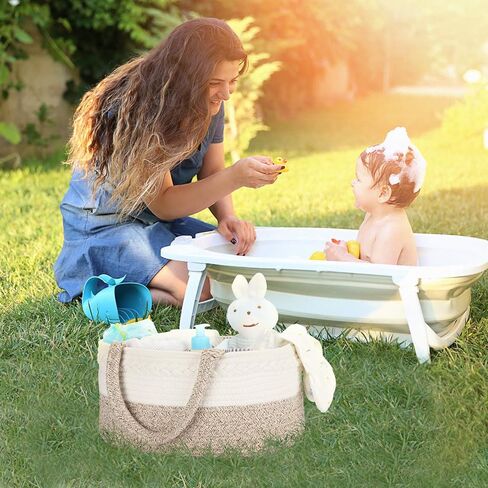 Maliton Diaper Caddy Organizer for Baby, Cotton Rope Baby Gift Basket, Portable Diaper Organizer for changing table, Nursery Storage Organizer, Shower Gifts for Newborn,baby essentials | 100% Cotton Rope Baby Caddy, Soft Yet Structured, Nursery, Car & Cam in Saudi Arabia