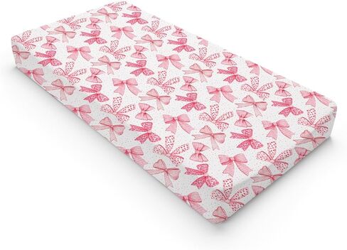 Pink Valentine's Bows Baby Changing Pad Covers for Girls 32''x16'' Girly Pink Hair Bows Fitted Diaper Change Table Pad Mats Valentine Hearts Love Soft Breathable Nursery Cradle & Bassinet Sheets Pink in Saudi Arabia