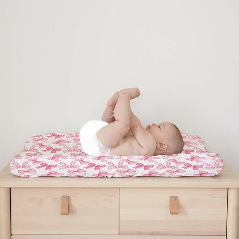Pink Valentine's Bows Baby Changing Pad Covers for Girls 32''x16'' Girly Pink Hair Bows Fitted Diaper Change Table Pad Mats Valentine Hearts Love Soft Breathable Nursery Cradle & Bassinet Sheets Pink in Saudi Arabia