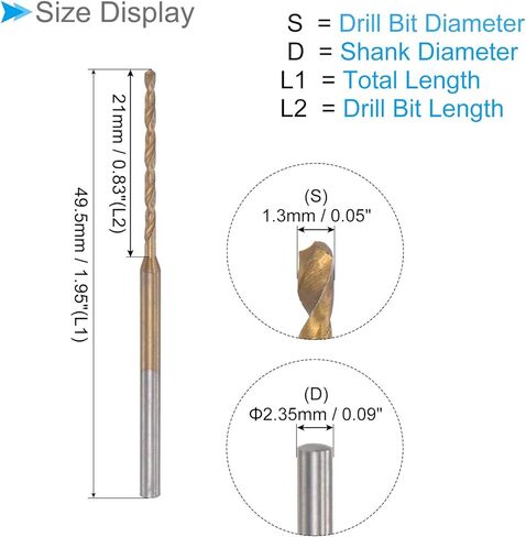 CoCud Mini Drill Bit, 0.6mm Drill Diameter 2.35mm Shank Diameter, Titanium Coated Micro Engraving Drill Bit - (Applications: for Plastic and Woodwork), 4-Pieces in Kuwait