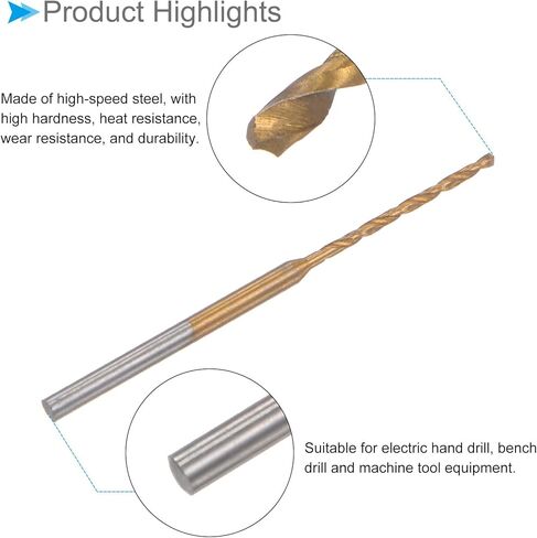 CoCud Mini Drill Bit, 0.6mm Drill Diameter 2.35mm Shank Diameter, Titanium Coated Micro Engraving Drill Bit - (Applications: for Plastic and Woodwork), 4-Pieces in Kuwait