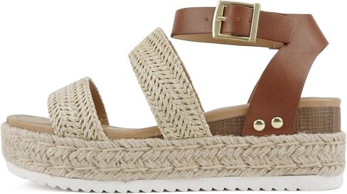 Soda Bryce Espadrille Wedge Sandal with Open Toe Buckle and Ankle Strap in Saudi Arabia