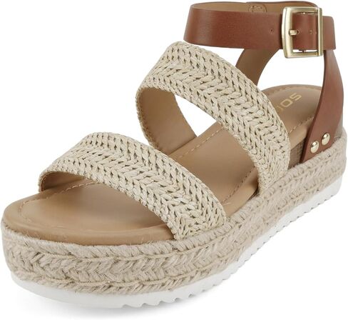 Soda Bryce Espadrille Wedge Sandal with Open Toe Buckle and Ankle Strap in Saudi Arabia