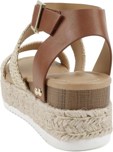 Soda Bryce Espadrille Wedge Sandal with Open Toe Buckle and Ankle Strap in Saudi Arabia