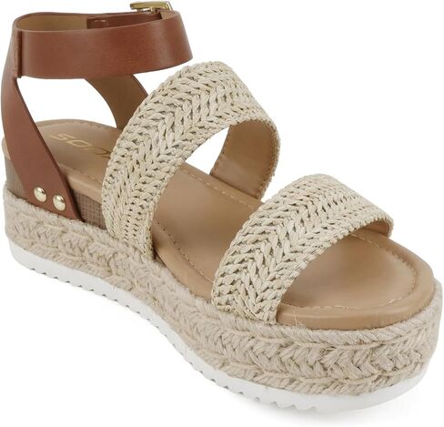 Soda Bryce Espadrille Wedge Sandal with Open Toe Buckle and Ankle Strap in Saudi Arabia