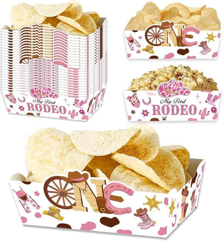 24 Count Cowgirl Themed Food Trays for Girls Western 1st Birthday Party Decorations My First Rodeo Food Trays Cowgirl Birthday Party Decor in Saudi Arabia