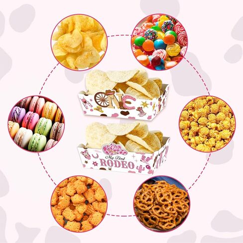 24 Count Cowgirl Themed Food Trays for Girls Western 1st Birthday Party Decorations My First Rodeo Food Trays Cowgirl Birthday Party Decor in Saudi Arabia