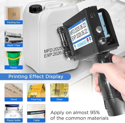 Portable Handheld Inkjet Printer with Black Quick-Drying Ink Cartridge for Text/Date/Logo/Batch Number/QR Code/Barcode, 4.3-inch Touch Screen, Print Height 0.08-1 Inch (ZM-C880) in Saudi Arabia
