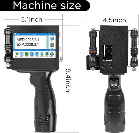 Portable Handheld Inkjet Printer with Black Quick-Drying Ink Cartridge for Text/Date/Logo/Batch Number/QR Code/Barcode, 4.3-inch Touch Screen, Print Height 0.08-1 Inch (ZM-C880) in Saudi Arabia