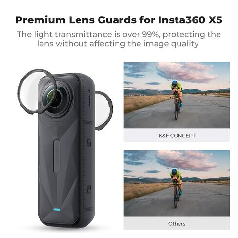 K&F Concept Premium Lens Hers Accable مع INSTA360 X5 ، غطاء واقي عدسة زجاجية بصري عالية الشفافية ، مجموعة استبدال قبعة مضادة للخلع متعددة من أجل Insta 360 X5 Accessories in Kuwait