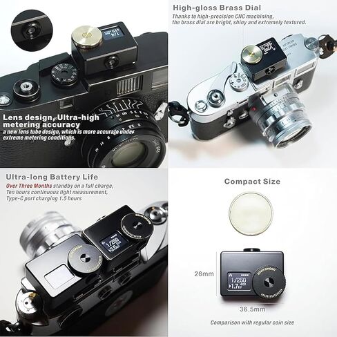 تصوير عدادات الضوء ، أداة القياس في الوقت الفعلي ، عداد الضوء للكاميرا القديمة ، نطاق سرعة الغالق 30S-1/8000s ، القياس في الوقت الفعلي/1-أسود (أسود) in Kuwait