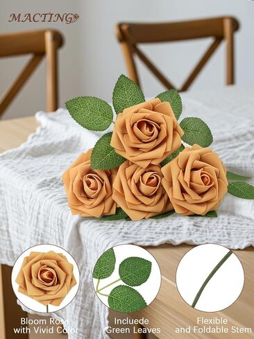 MACTING 30PCS Artificial Flower Roses, Fake Flowers with Stem, Real Touch Foam Roses for Wedding Kissing Ball Corsage Party Baby Shower Home Halloween Decorations(Black and White) in Kuwait