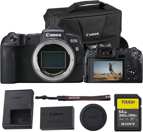 Canon EOS RP Camera Lirrorless (الجسم فقط)-مستشعر CMOS كامل الإطار 26.2 ميجابكسل ، ضبط تلقائي للبكسل المزدوج (3380C002) + 64 جيجابايت بطاقة الذاكرة + كيس الكتف in Kuwait
