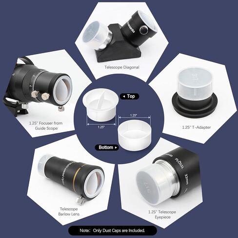 Astromania 1.25 Inch Dust Caps Set - Bundle with - 1.25" 45-Degree Diagonal Prism Optical Prism in Saudi Arabia
