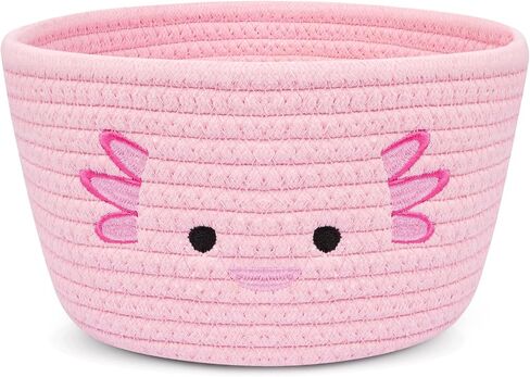 Axolotl Cotton Rope Basket, Cute Pink Round Woven Basket, Baby Storage for Nursery, Animal Storage Bins Box for Kids, Holds Gift Plants Cat & Dog Toys, Home Decor in Saudi Arabia
