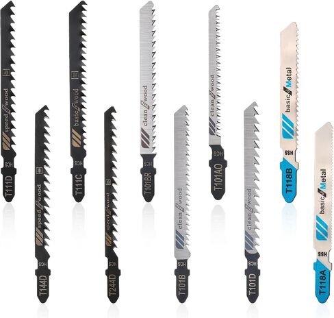 10Pcs T Shank Jigsaw Blades Wood Jig Saw Blade for Metal Plastic Cutting Metal Blades for Jigsaw, T111D, T101AO, T101BR, T101D, T101B, T118A, T118B, T144D, T244D,T111C in Saudi Arabia
