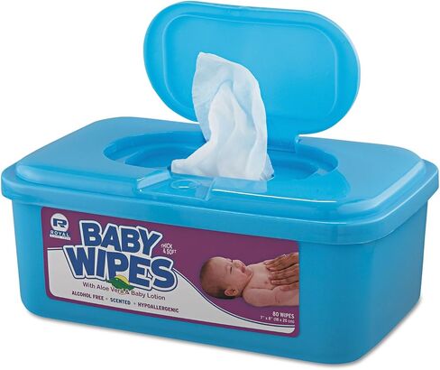 Royal RPBWU80 Baby Wipes Tub, White, 80/Tub, 12/Carton in Saudi Arabia