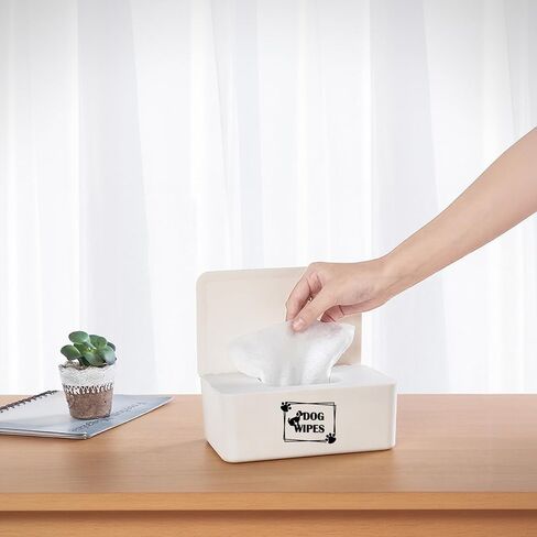 مناديل الكلب Klmnop لتنظيف Paw & Butt ، 8.3l × 4.9W × 3.9H بوصة الحامل مع الغطاء ، قابلة لإعادة التعبئة والمحمولة (أبيض) in Kuwait