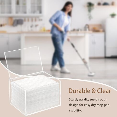Mop Pad Holder Container, Floor Mopping Storage Acrylic Box for Fabric Softener Sheets, Black in Kuwait