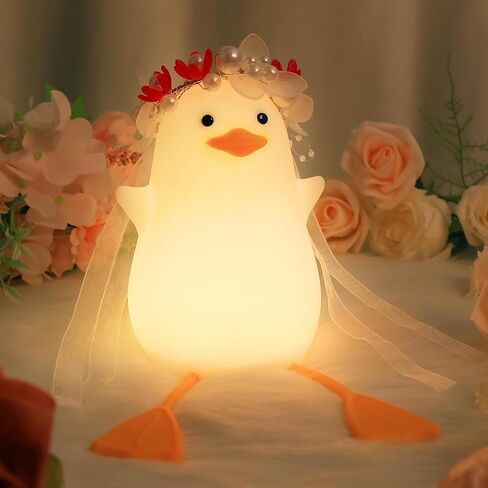 Duck Night Light, Squishy Duck Lamp, Cute Bedside Ducks Funny Nightlight with Dimmer & Timer & Rechargeable for Room Decor, Duck Gifts for Girls, Boys, Women, Little Ones-Cowboy Duck in Kuwait