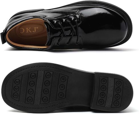 OKJ Oxford Shoes for Women Black Tie Women's Oxfords Shiny Leather Comfortable Slip on Lace up Ladies Loafers Business Casual Dress Work Office Shoes in Kuwait