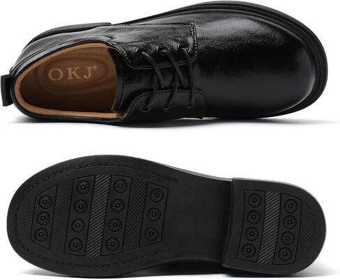 OKJ Oxford Shoes for Women Black Tie Women's Oxfords Shiny Leather Comfortable Slip on Lace up Ladies Loafers Business Casual Dress Work Office Shoes in Kuwait