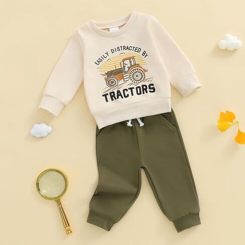 Toddler Baby Boy Clothes Fall Winter Outfit Long Sleeve Sweatshirt Truck/Sub Print Pullover Solid Pant Set in Saudi Arabia