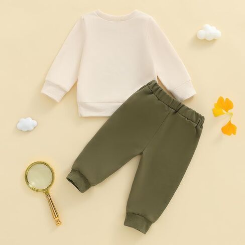 Toddler Baby Boy Clothes Fall Winter Outfit Long Sleeve Sweatshirt Truck/Sub Print Pullover Solid Pant Set in Saudi Arabia
