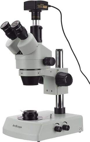 AmScope 7X-45X Gem Stereo Microscope with Dual Halogen Lights and Darkfield Condenser + 10MP USB3 Camera in Saudi Arabia