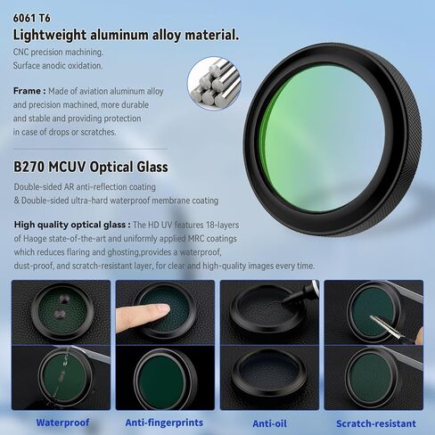 Haoge MC UV Camera Lens Protection Filter for Fujifilm GFX100RF Camera Compatible with Original Lens Cap, No Lens Hood Adapter Needed. Black LUV-GFXUV-B in Saudi Arabia