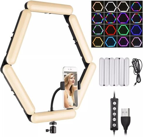 Foldable Splicing 6-Panel LED RGB Video Light 3000K-6500K Dimmable Photography Fill Light Set with Cold Shoe Mount in Saudi Arabia