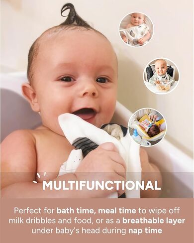 Nightingale Baby Washcloths, Rayon from Bamboo Baby Clothes Organic Wash Cloths with Cotton, Newborn Bath Essentials, Burping Cloths for Babies, Face Towels Reusable 12"x12" (Feather) 6 Pack in Kuwait