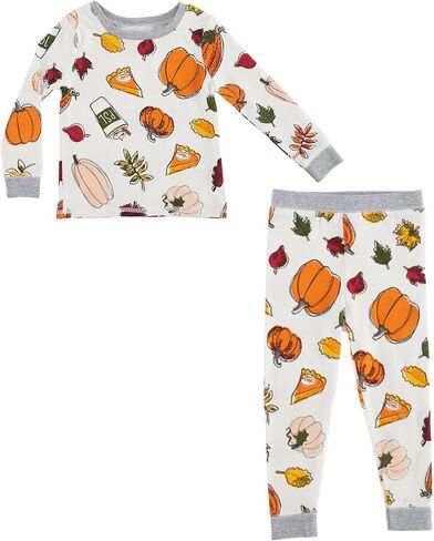 Mud Pie Kids Children's Unisex Pumpkin Spice Pajama Set, Multi in Saudi Arabia