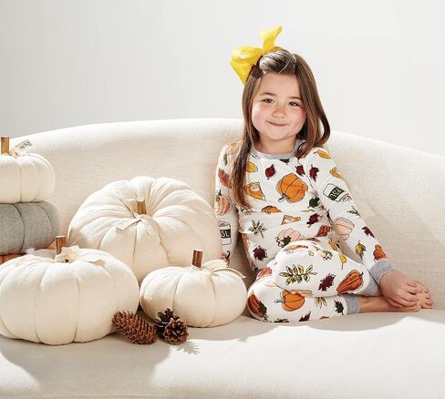 Mud Pie Kids Children's Unisex Pumpkin Spice Pajama Set, Multi in Saudi Arabia