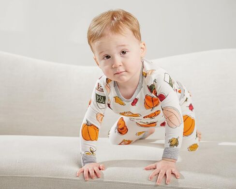 Mud Pie Kids Children's Unisex Pumpkin Spice Pajama Set, Multi in Saudi Arabia