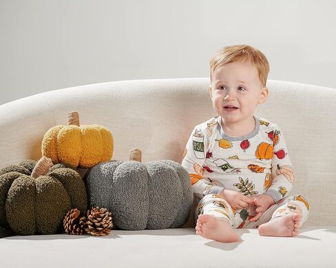 Mud Pie Kids Children's Unisex Pumpkin Spice Pajama Set, Multi in Saudi Arabia