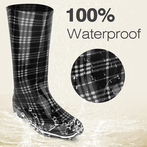 DaeRainy Tall Rain Boots for Women, Knee High Waterproof Slip On Garden Boots in Saudi Arabia