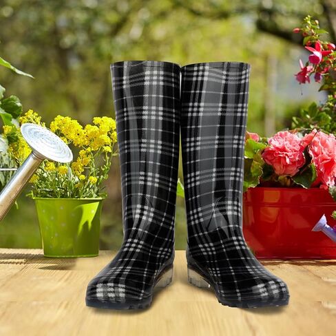 DaeRainy Tall Rain Boots for Women, Knee High Waterproof Slip On Garden Boots in Saudi Arabia
