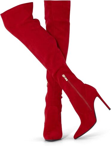 GENSHUO Women's Over the Knee Boots Stiletto Pointed Toe Thigh High Heel | Stretchy Thigh High Long Boots with Side Zipper, Sexy Slim Fit Tall Heeled Boot for Club Party Evening Dress Wear in Saudi Arabia