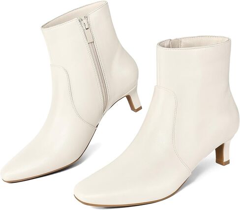 Mysoft Women's Hitten Heel Onkle Boots Square Toe Booties أحذية مريحة مع سحاب جانبي in Saudi Arabia