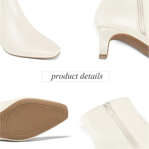 Mysoft Women's Hitten Heel Onkle Boots Square Toe Booties أحذية مريحة مع سحاب جانبي in Saudi Arabia
