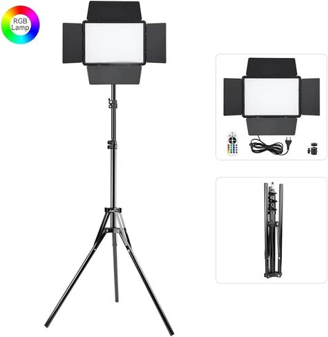 RGB LED Video Light Photography 0-360° Full Color Fill Lighting Lamp Panel CRI95+ 3000-6500K for Shooting Live Streaming(E) in Saudi Arabia