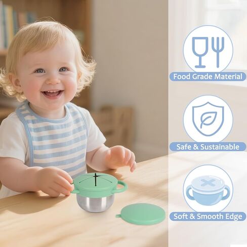 2 حزمة 304 أكواب وجبة خفيفة من الفولاذ المقاوم للصدأ للأطفال الصغار ، حاويات الوجبات الخفيفة الصغار مع غطاء سفر ومقبض للسيليكون مقاوم للانسكاب ، كوب خفيفة آمن ، غسالة الصحون للطفل ، طفل صغير ، أطفال in Kuwait