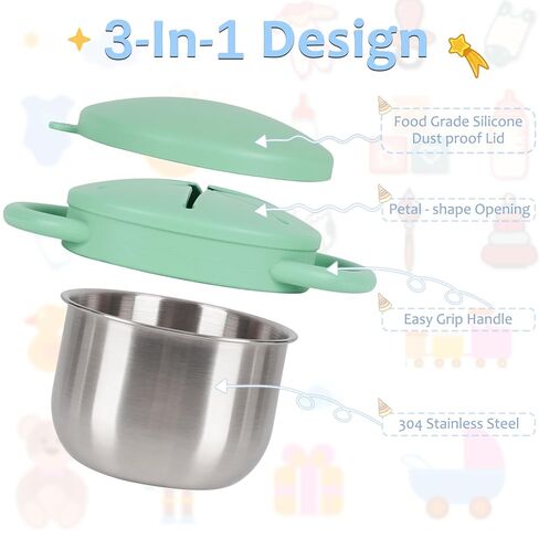 2 حزمة 304 أكواب وجبة خفيفة من الفولاذ المقاوم للصدأ للأطفال الصغار ، حاويات الوجبات الخفيفة الصغار مع غطاء سفر ومقبض للسيليكون مقاوم للانسكاب ، كوب خفيفة آمن ، غسالة الصحون للطفل ، طفل صغير ، أطفال in Kuwait