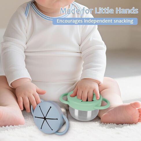 2 حزمة 304 أكواب وجبة خفيفة من الفولاذ المقاوم للصدأ للأطفال الصغار ، حاويات الوجبات الخفيفة الصغار مع غطاء سفر ومقبض للسيليكون مقاوم للانسكاب ، كوب خفيفة آمن ، غسالة الصحون للطفل ، طفل صغير ، أطفال in Kuwait