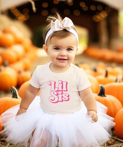 Olive Loves Apple Big Sis & Lil Sis Matching Shirts for Siblings Retro Pink Graphic Tee Sold Individually in Saudi Arabia